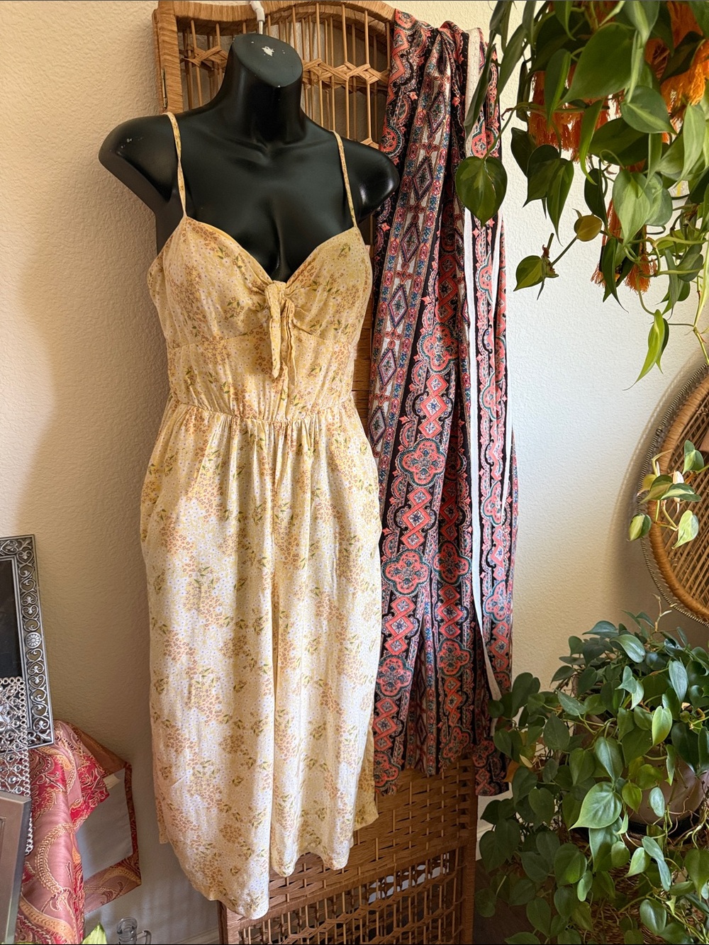 Summer yellow flower jumpsuit